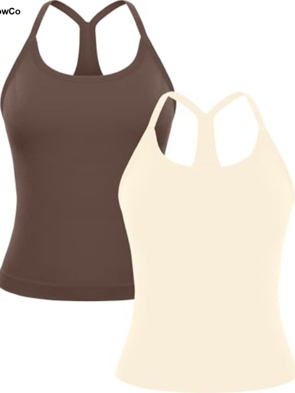2 Pack Seamless Racerback Workout Tank Tops Built-in Bra Yoga Gym